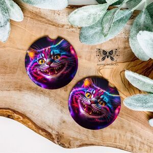 Trippy Cheshire Cat Car Coaster | Car Accessories | Coaster Set